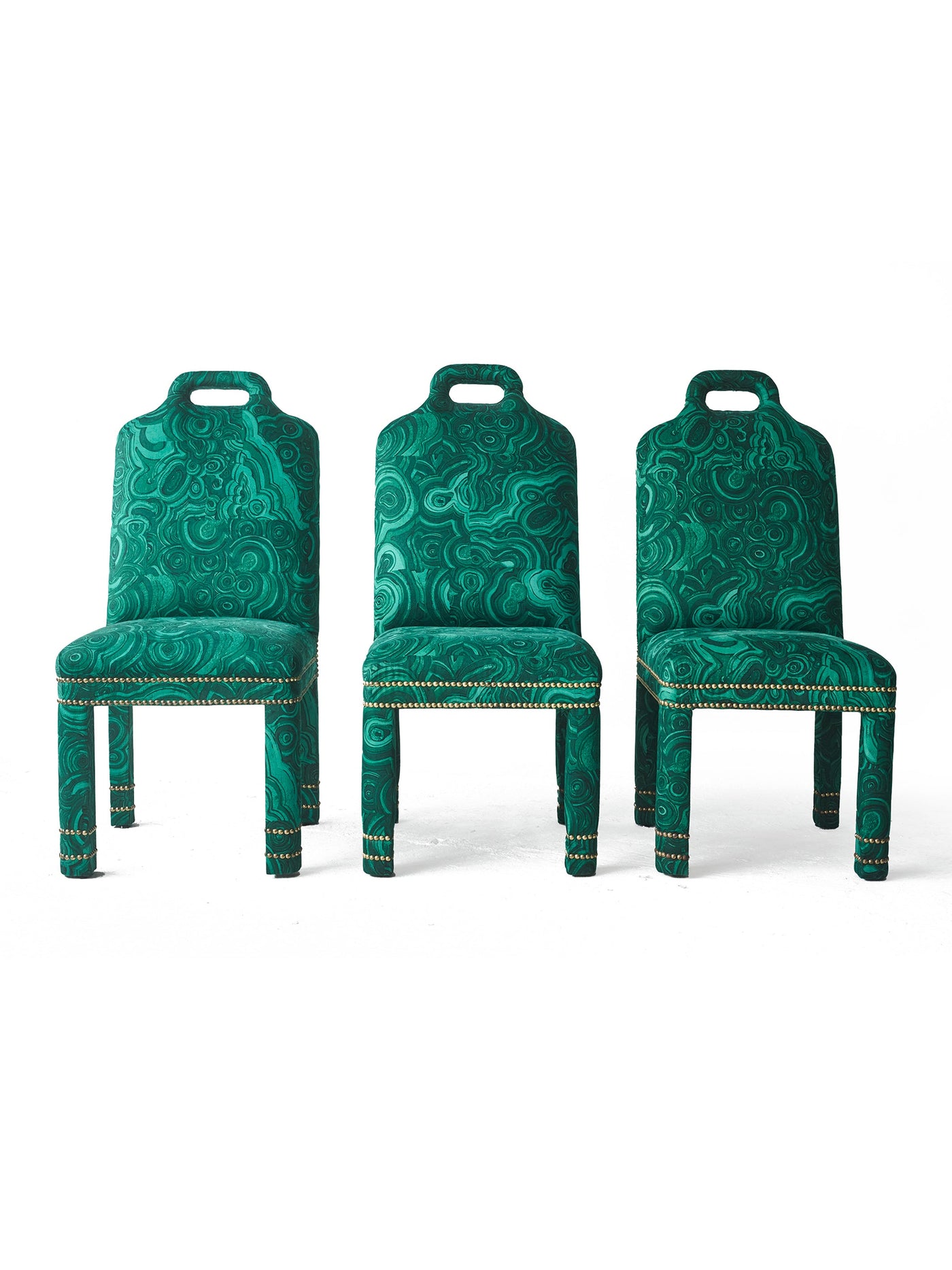 Six MN Ceylon Portfolio Hutton Malachite Dining Chairs: Set Two