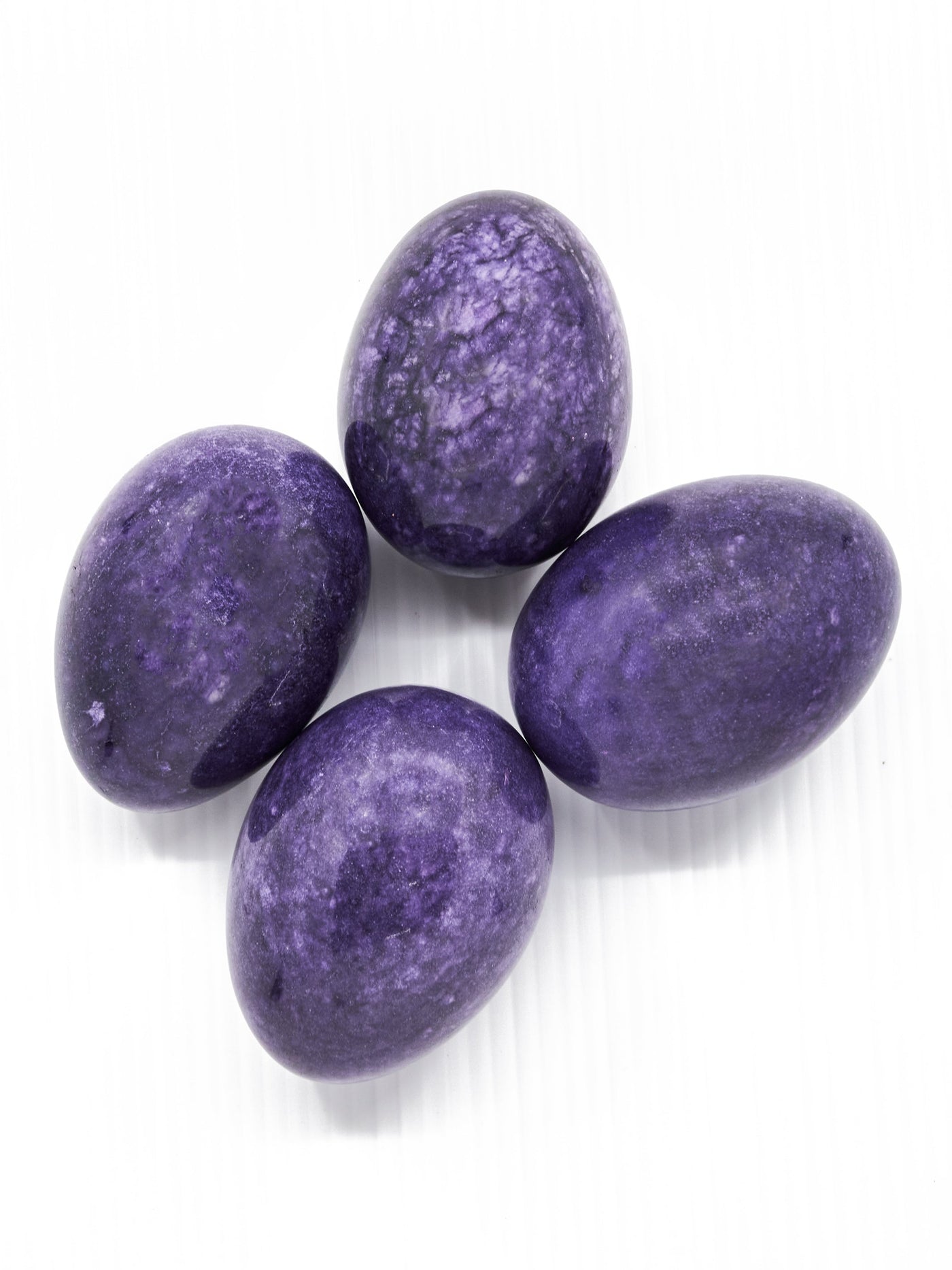 Set of Four Decorative Onyx Eggs in Purple by Permanent Resident