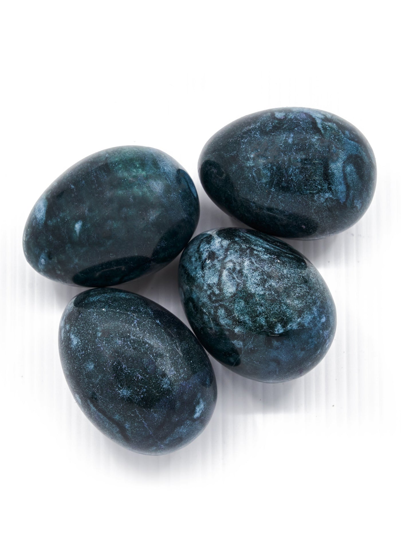 Set of Four Decorative Onyx Eggs in Teal by Permanent Resident