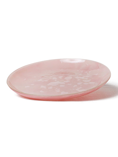 Handmade Glass Salad/Dessert Plate in Rose by Caju Collective
