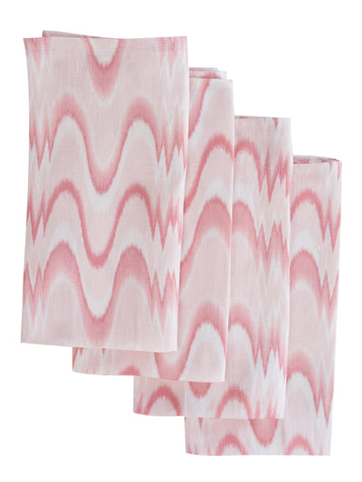Aurora Flamestitch Tablecloth Set of Four Dinner Napkins in Pink by Permanent Resident