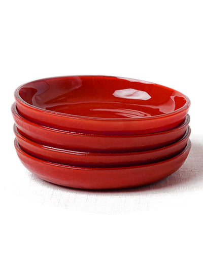 Stack of Handmade Glass Bowls in Red by Caju Collective 