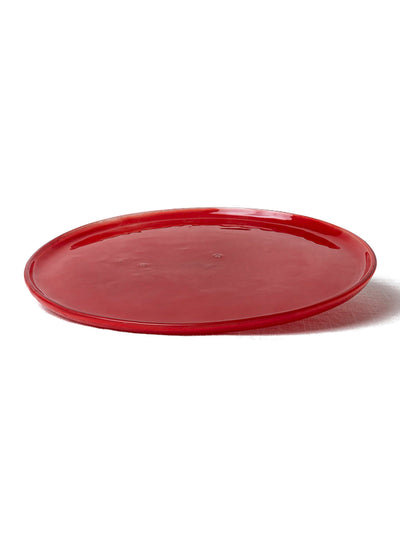  Handmade Glass Dinner Plate in Red by Caju Collective