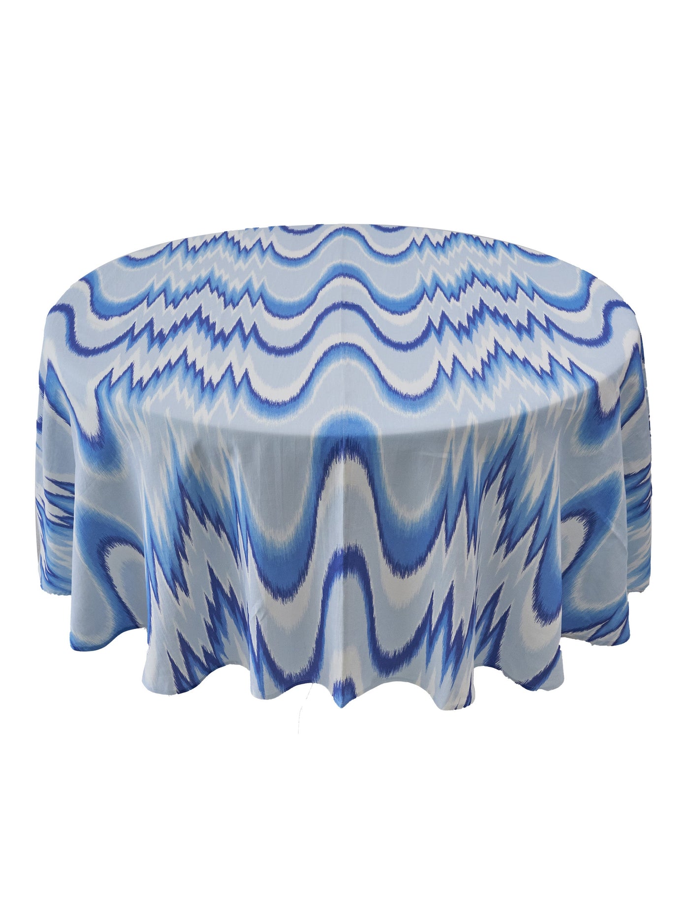 Aurora Flamestitch Round Tablecloth 260 cm in Blue by Permanent Resident