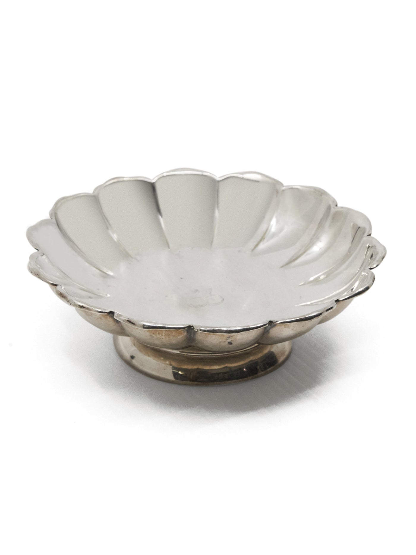 Vintage French Small Silver Scalloped Dish