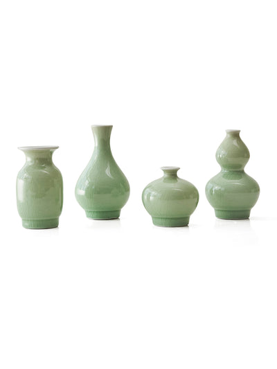 Set of Four Vintage Chinese Celadon Bud Vases