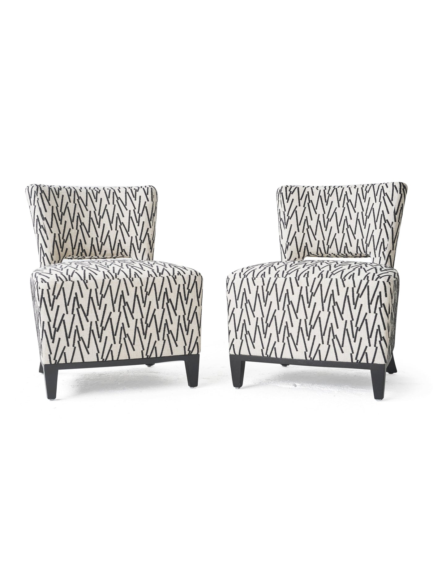 Pair of Low Chairs in Black & White from The Upper House in Larsen Fabric