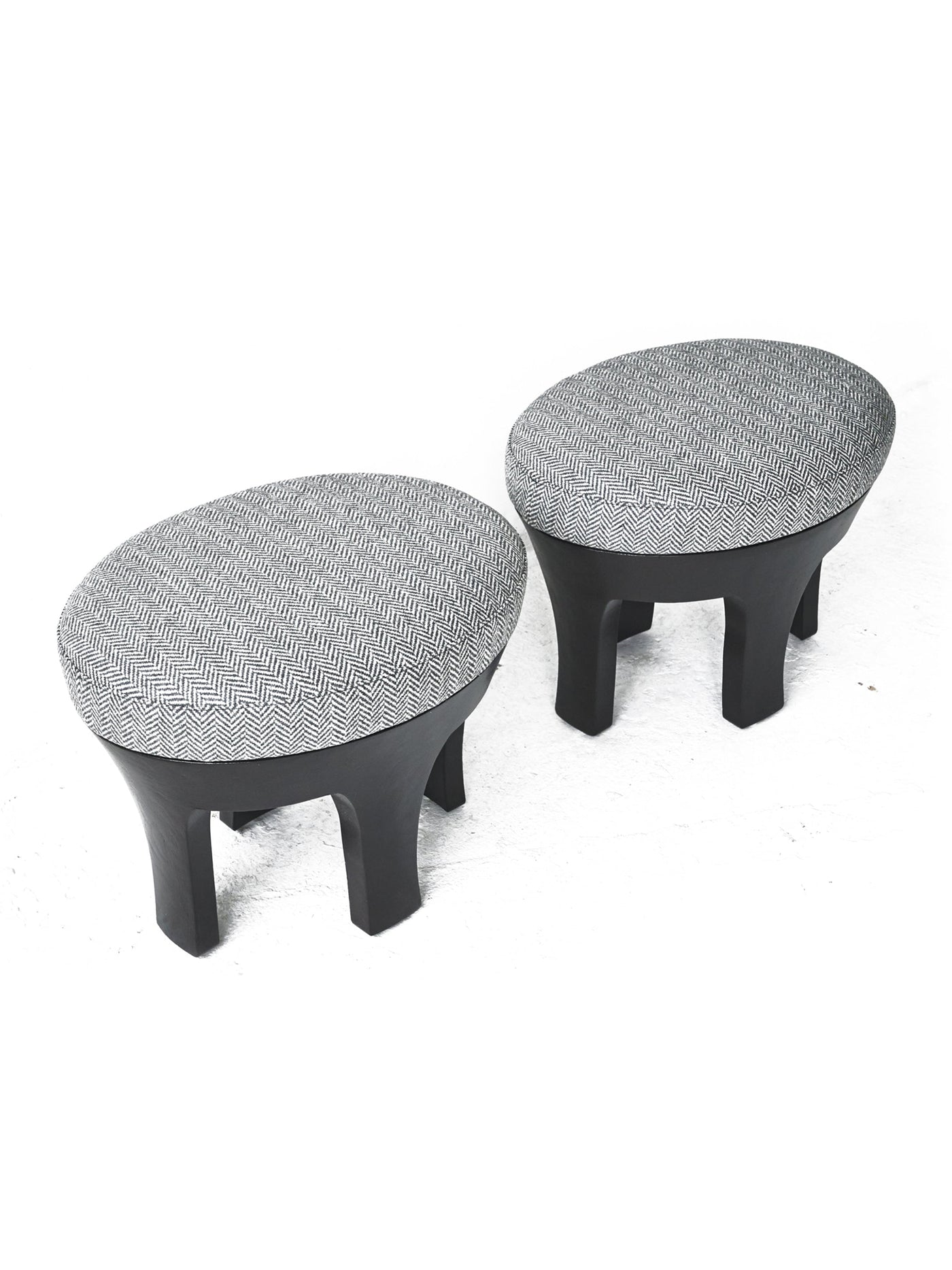 Pair of Ottomans in Grey Cashmere from The Upper House 