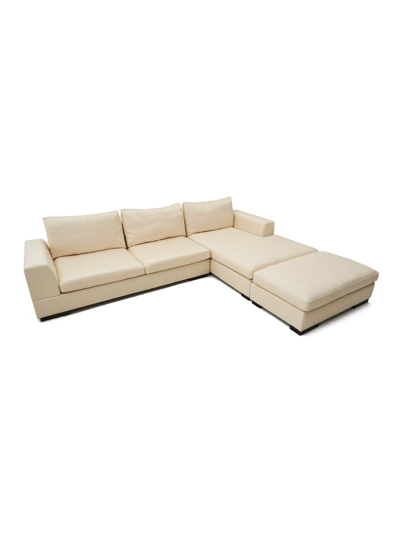 L-Shaped Sectional Sofa and Ottoman in Neutral