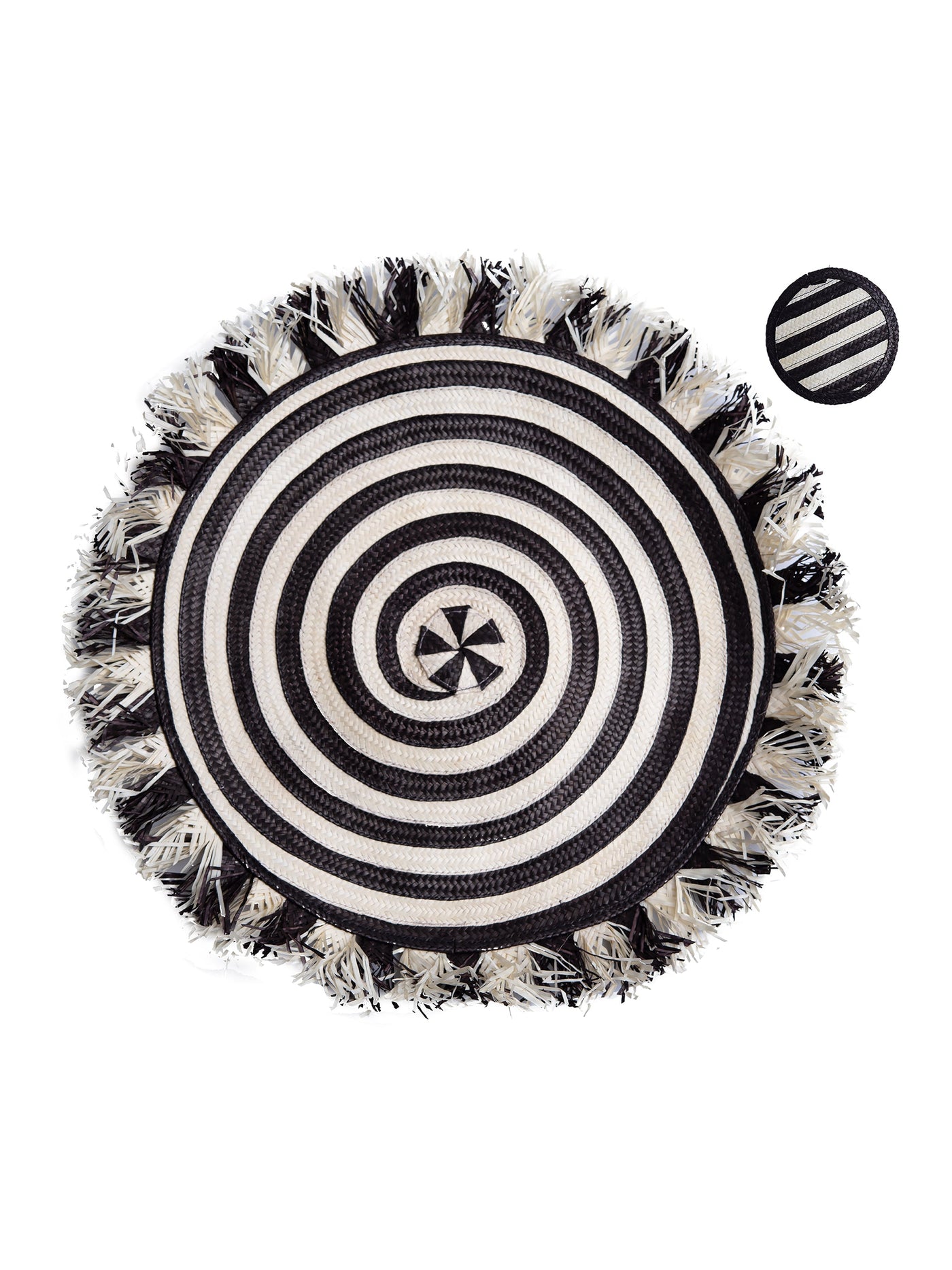 Adriana Castro Zenu Woven Placemat and Coaster Set of Four in Black and White